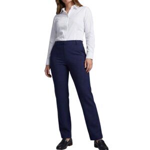 BETABRAND Pants Size Large Navy Blue Straight Leg Dress Yoga Faux Back Pockets